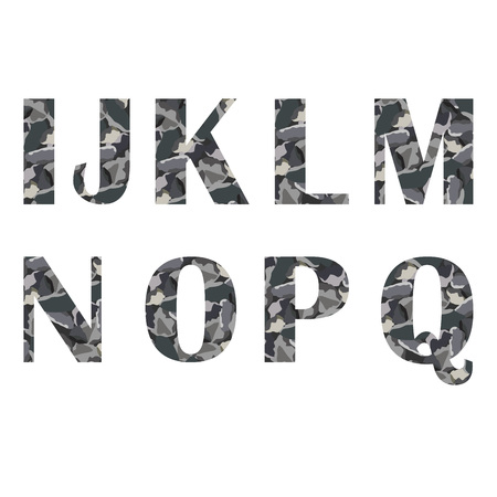 Alphabet letters I to Q  in stone, vectorのイラスト素材