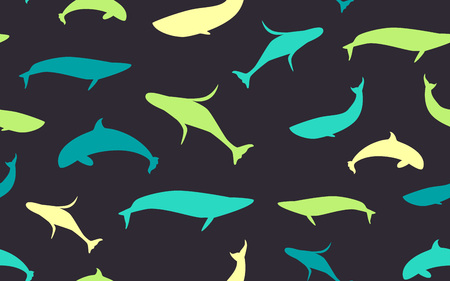 Seamless pattern whales, vectorのイラスト素材