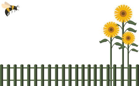 Background fence and bumblebee, vectorのイラスト素材