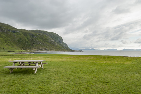 Picnic table at Godoya island in Norway