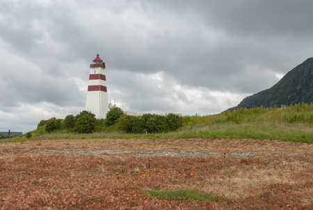 Lighthouse Alnes on Godoya island in Norwayの写真素材