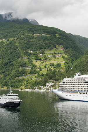 Switchback road at Geiranger fjordのeditorial素材