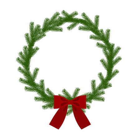 Christmas wreath with ribbon, vectorのイラスト素材