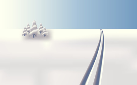 Winter landscape ski tracks, vectorのイラスト素材