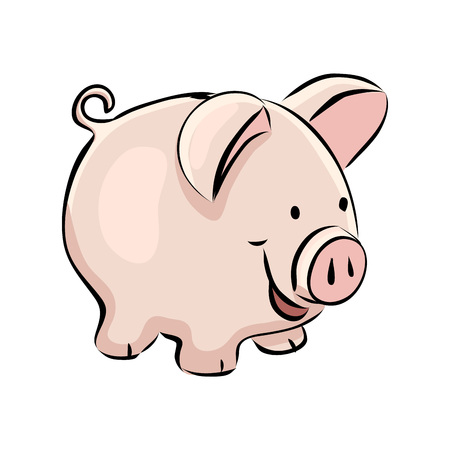 Hand drawn piggy bank illustration.のイラスト素材