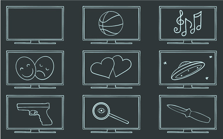 Movie TV genres symbol set vector illustration.のイラスト素材