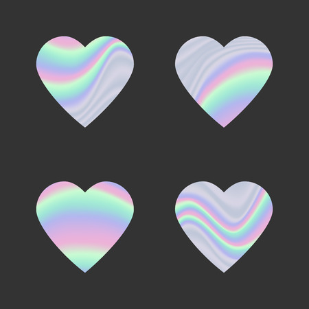 Set of holographic hearts.のイラスト素材