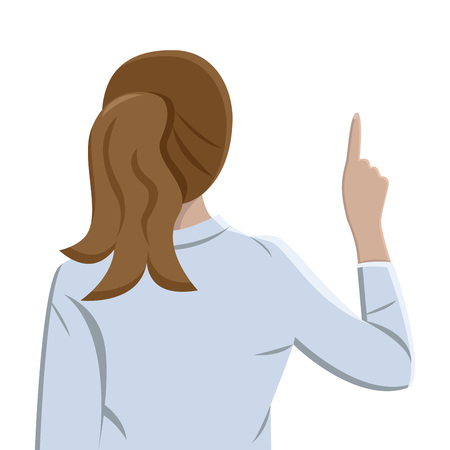 Cartoon business woman pointing out, vectorのイラスト素材