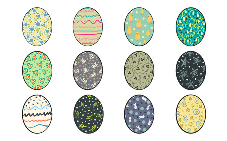 Set of hand painted Easter eggs vector illustrationのイラスト素材