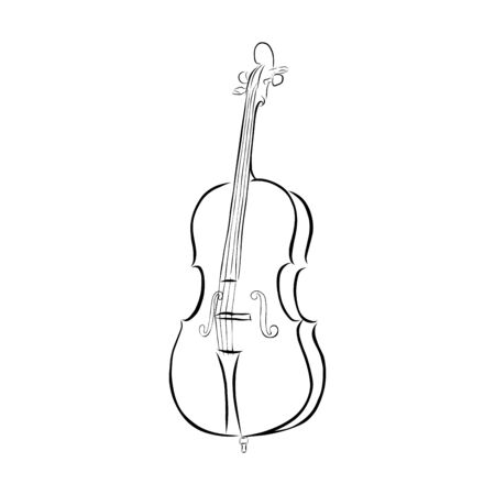Line art cello musical instrument, vectorのイラスト素材