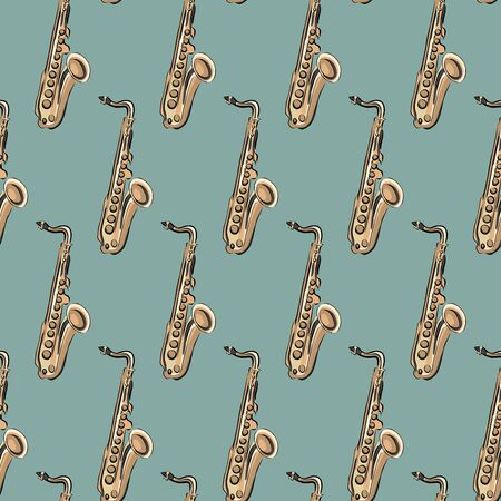 Seamless pattern saxophone instrument, vectorのイラスト素材