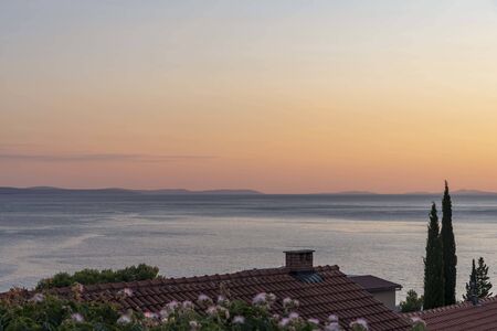 Sunset at Adriatic sea in Croatiaの写真素材