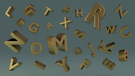 Golden letters background 3D render