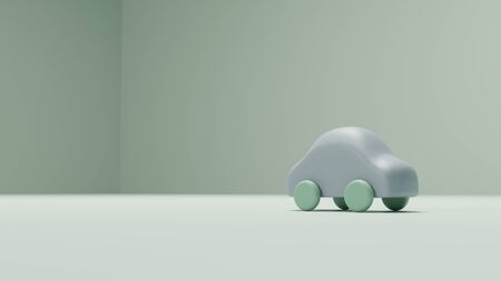 Green background toy car 3D render