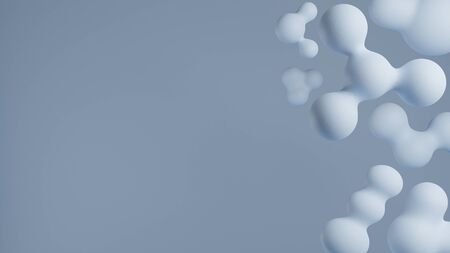 Abstract background blue molecules 3D rendering