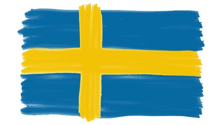 Flag symbol of Sweden painted, vectorのイラスト素材