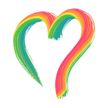 Painted abstract rainbow heart vectorのイラスト素材
