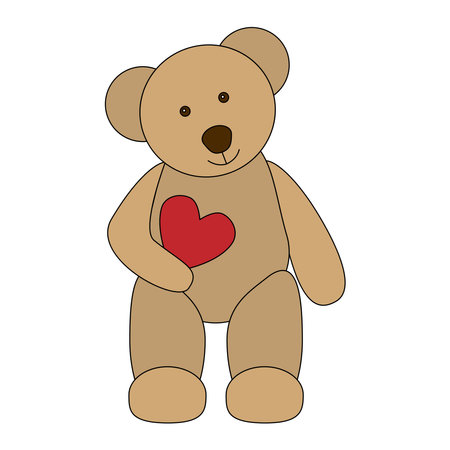 Old teddy bear with red love heartのイラスト素材