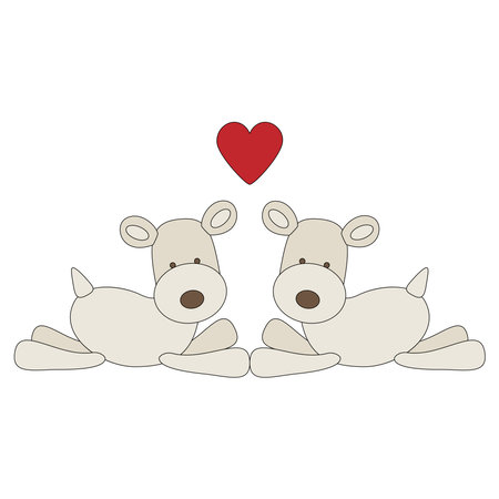 Couple of fox terrier dogs in loveのイラスト素材
