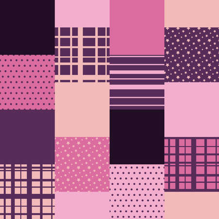 Seamless pattern pink patchwork quiltのイラスト素材