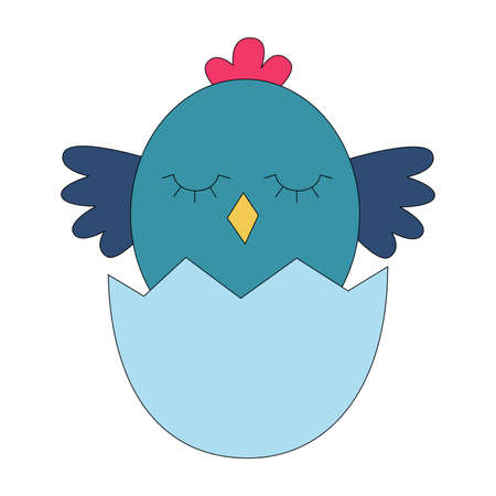 Funny colorful Easter chickenのイラスト素材