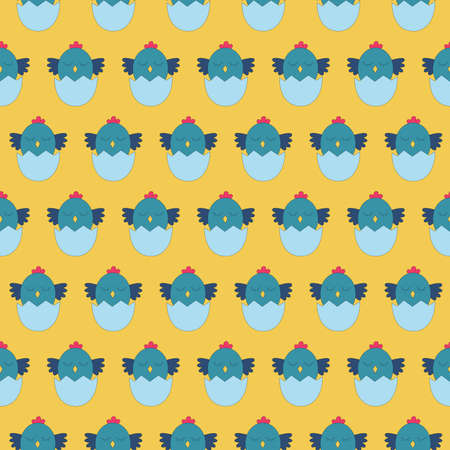 Seamless pattern funny Easter chickenのイラスト素材