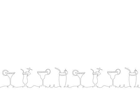 Seamless border line art drinksのイラスト素材