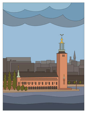 Stockholm city scape in Swedenのイラスト素材