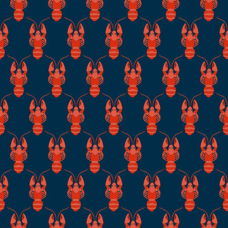 Seamless pattern crayfish blueのイラスト素材