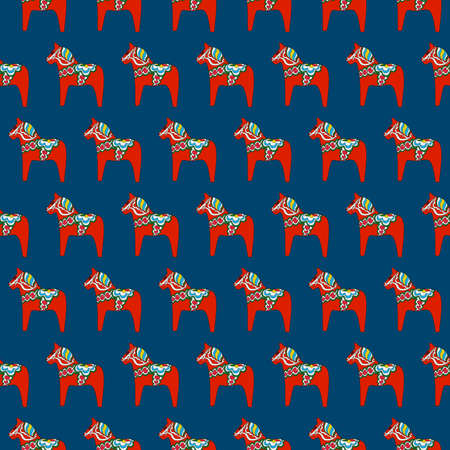 Seamless pattern Swedish painted horseのイラスト素材