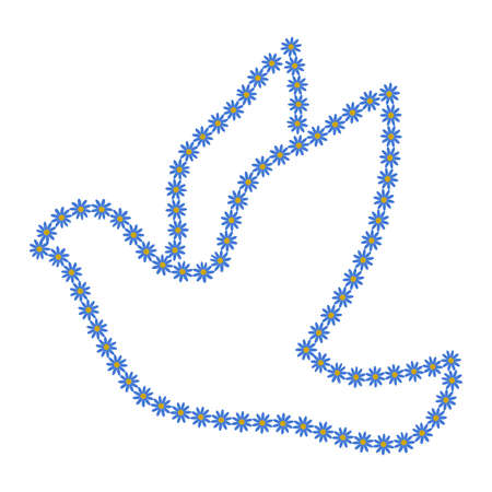 Dove of peace in blue and yellow flowersのイラスト素材