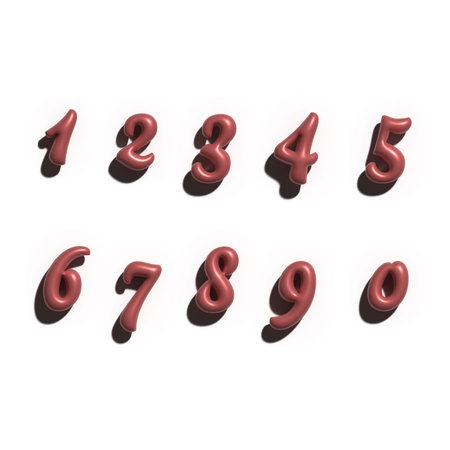Inflated numbers 3D render