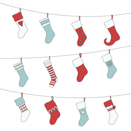 Set of Christmas stockingsのイラスト素材