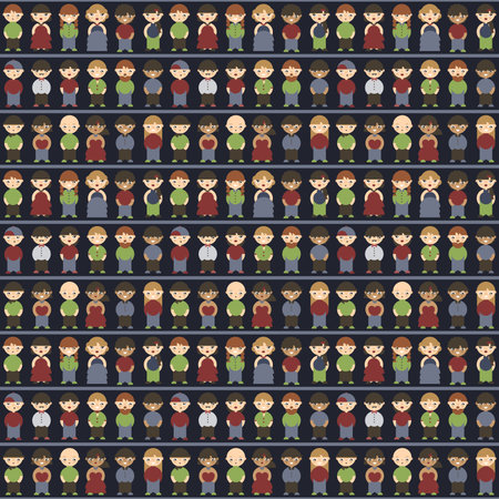 Seamless pattern graphic cartoon peopleのイラスト素材