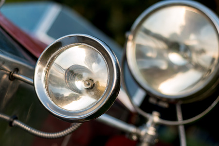 vintage car detail - double headlamps