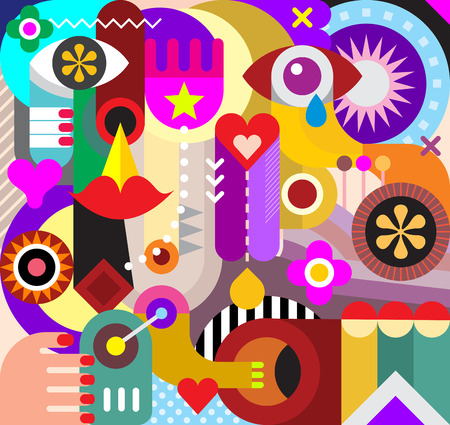Abstract art vector background. Decorative collage of various objects and shapes. Abstract art vector background. Decorative collage of various objects and shapes.