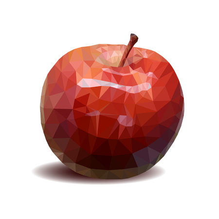 Red apple painted in the style of low poly. Creative vector illustrationのイラスト素材