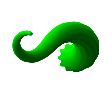 Trendy abstract colorful liquid shape, ribbed fluid element with green gradient wave vector illustrationのイラスト素材