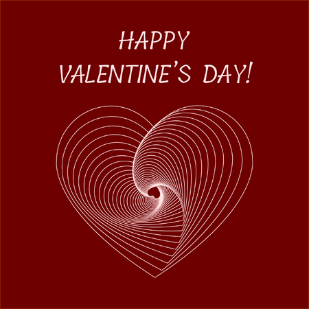 Greeting card for Valentine's Day in optical illusion style, vector background with white heart.のイラスト素材