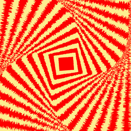 Abstract colorful optical illusion, creative vector background with red and yellow distorted stripesのイラスト素材