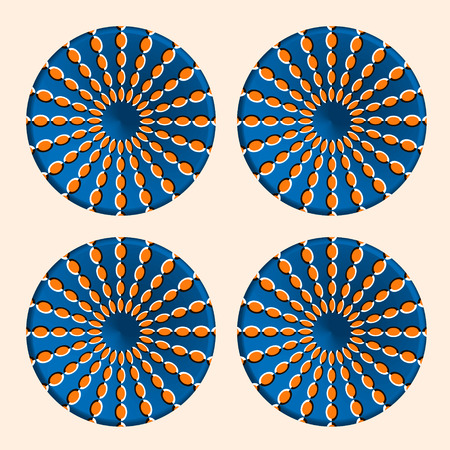 Abstract trendy round optical illusion, motion simulation, creative vector illustration.のイラスト素材