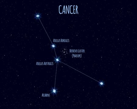 Cancer (The Crab) constellation, vector illustration