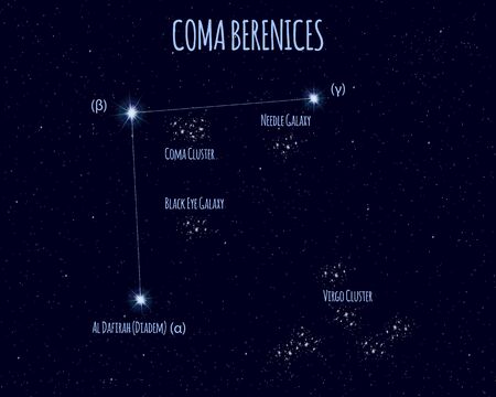 Coma Berenices (Berenice's Hair) constellation, vector illustrationのイラスト素材