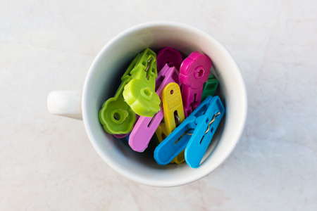 cup of clothespinsの写真素材
