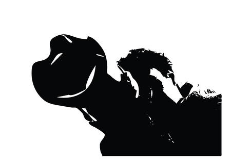 silhouette of the photographer with camera on white backgroundのイラスト素材