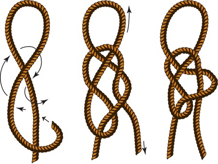 Brown Rope borders with Different Knots, how to tie a knotのイラスト素材