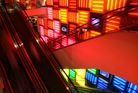 Colorful escalators, NYCの写真素材