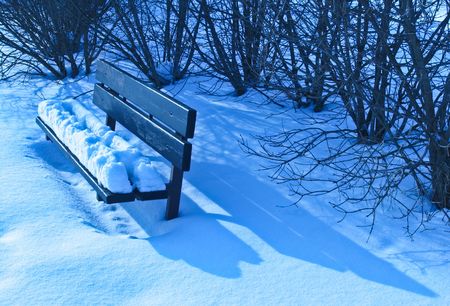 Snowy benchの写真素材