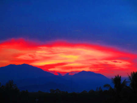 Mountain Sunset sunset over color mountain in national parkの写真素材