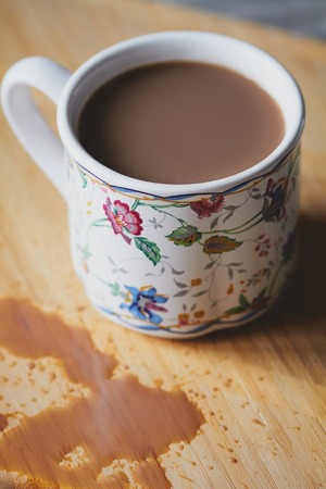 Cup of cocoa on the wooden desk